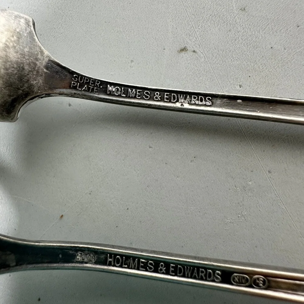 Vintage Silverplate Flatware Set Holmes & Edwards Oyster Forks Wm Rogers Spoon